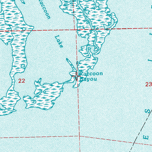 Topographic Map of Raccoon Bayou, LA