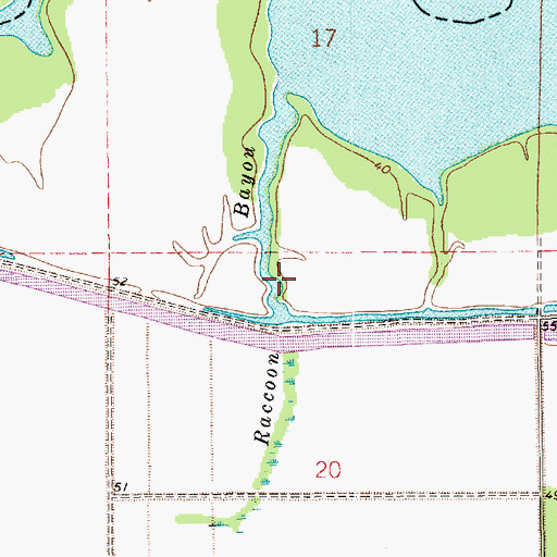 Topographic Map of Raccoon Bayou, LA