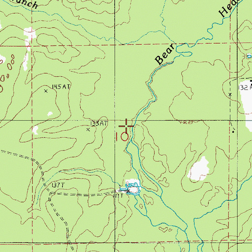 Topographic Map of Raccoon Branch, LA