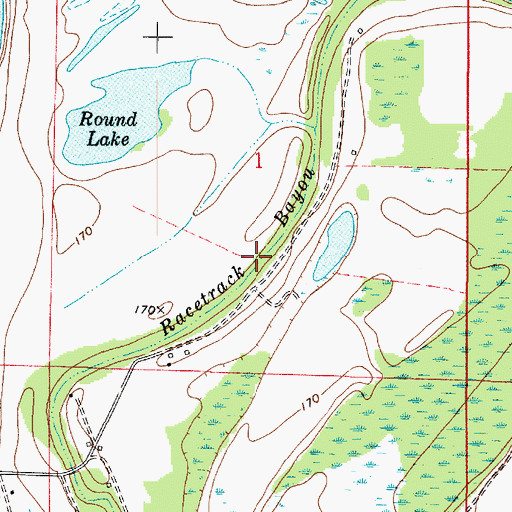 Topographic Map of Racetrack Bayou, LA