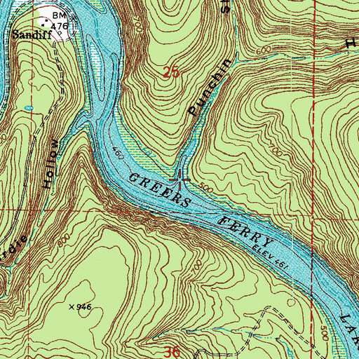 Topographic Map of Punchin Hollow, AR