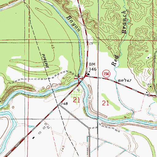 Topographic Map of Raft Bayou, LA