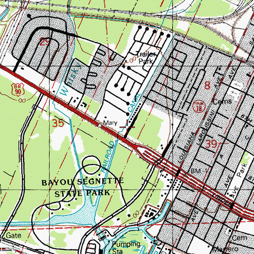 Topographic Map of Railroad Canal, LA