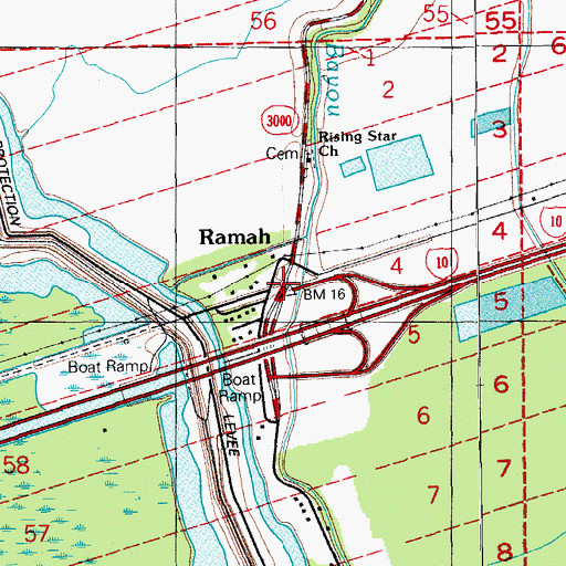 Topographic Map of Ramah, LA