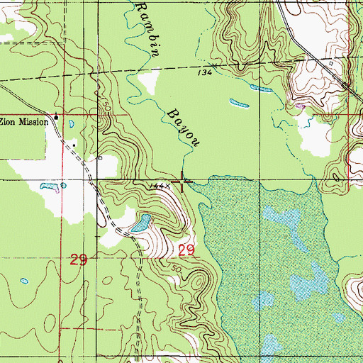 Topographic Map of Rambin Bayou, LA