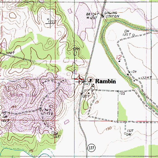 Topographic Map of Rambin, LA