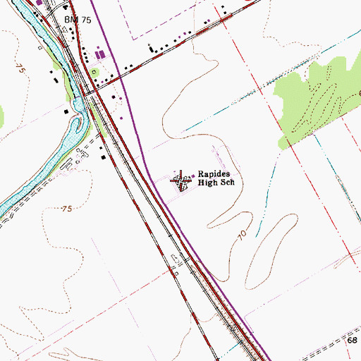 Topographic Map of Rapides High School, LA