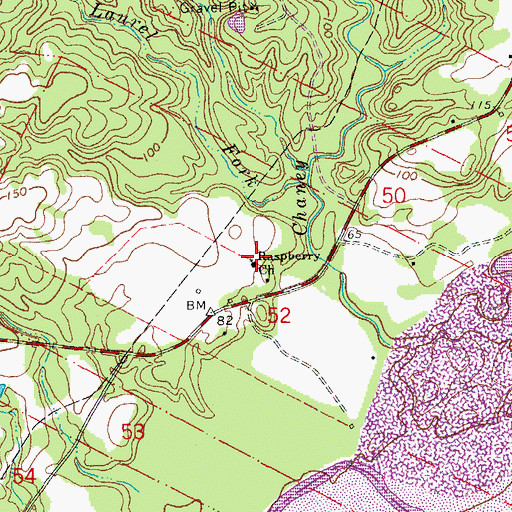 Topographic Map of Raspberry Church, LA