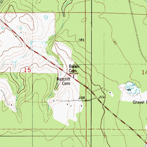 Topographic Map of Ratcliff Cemetery, LA