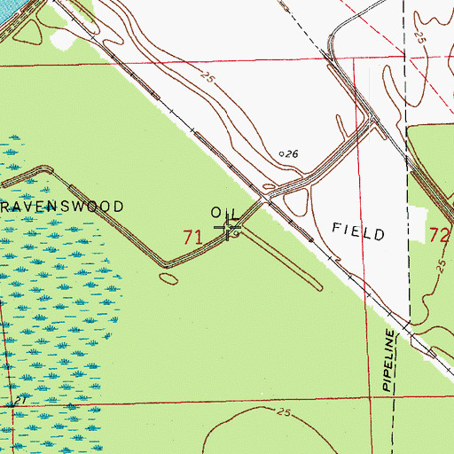 Topographic Map of Ravenswood Oil Field, LA