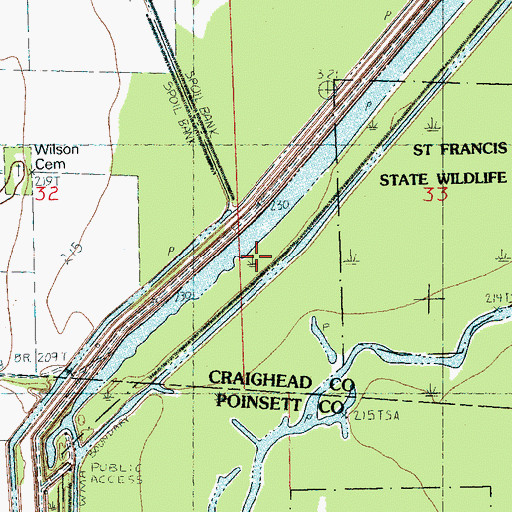Topographic Map of Purcell Slough, AR