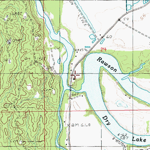 Topographic Map of Rawson Creek Church, LA