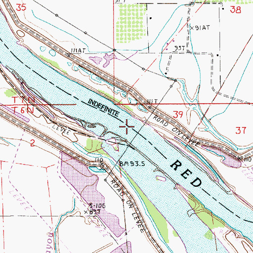 Topographic Map of Red Bayou, LA
