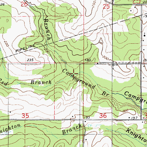 Topographic Map of Red Branch, LA