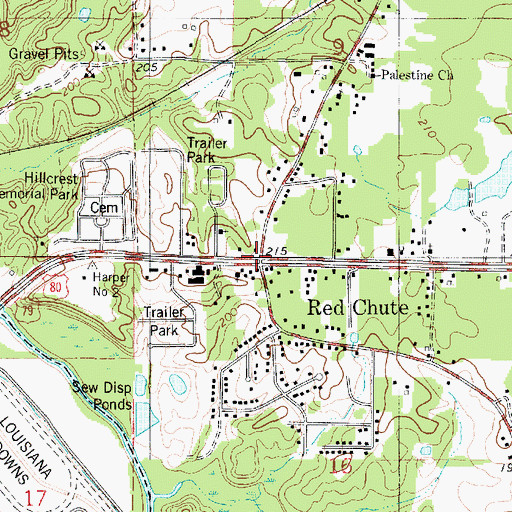 Topographic Map of Red Chute, LA