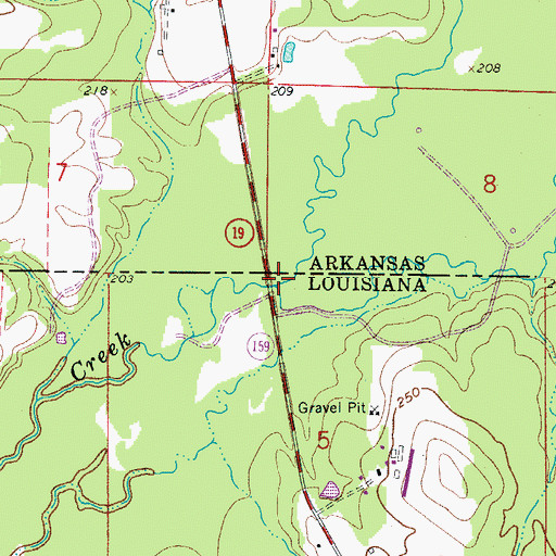 Topographic Map of Red Rock Branch, LA