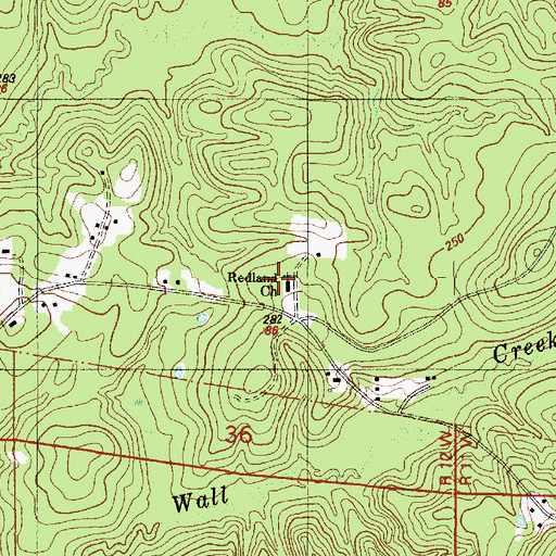 Topographic Map of Redland Church, LA