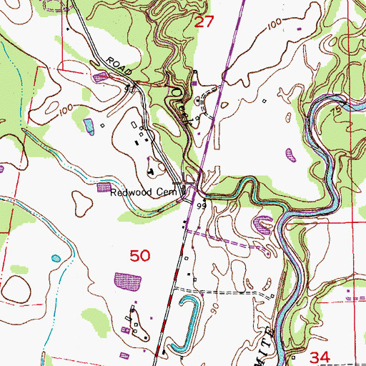 Topographic Map of Redwood Cemetery, LA