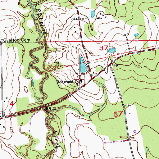 Topographic Map of Redwood Church, LA