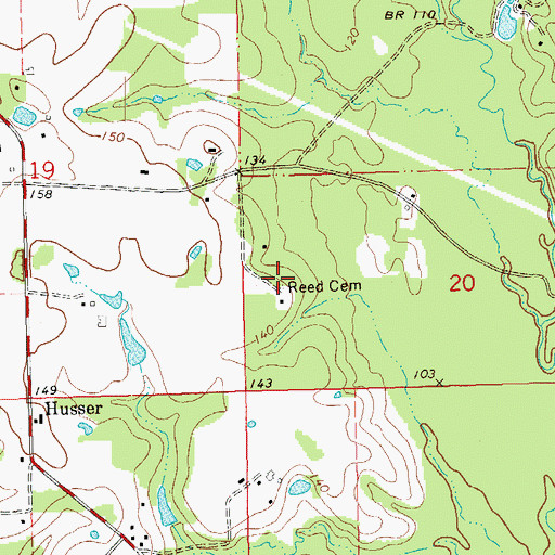 Topographic Map of Reed Cemetery, LA