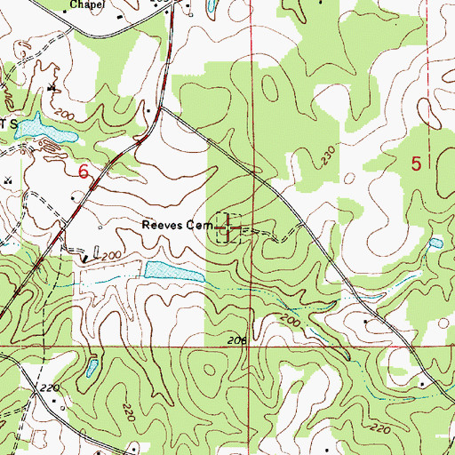 Topographic Map of Reeves Cemetery, LA