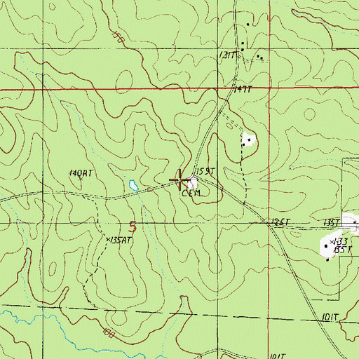 Topographic Map of Reppond Cemetery, LA