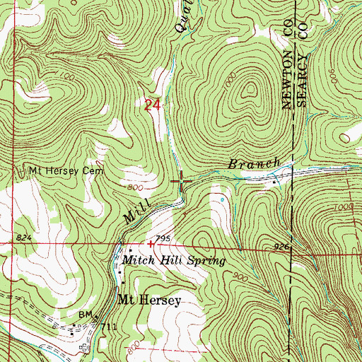 Topographic Map of Qualls Branch, AR