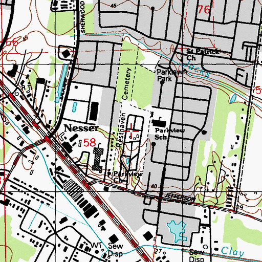 Topographic Map of Resthaven Gardens of Memory and Mausoleum, LA