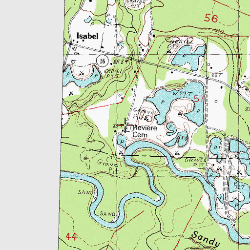 Topographic Map of Reviere Cemetery, LA