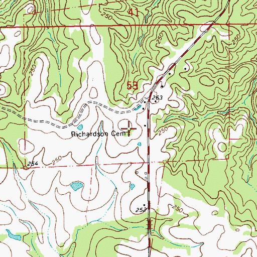Topographic Map of Richardson Cemetery, LA