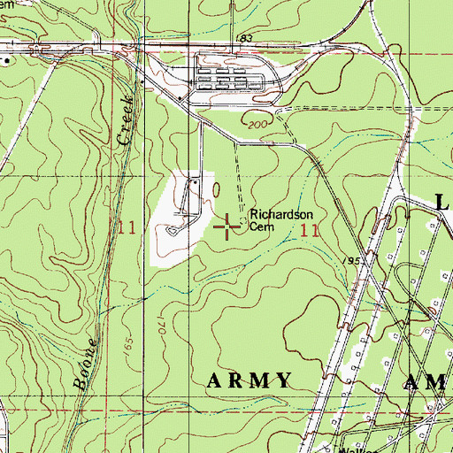 Topographic Map of Richardson Cemetery, LA