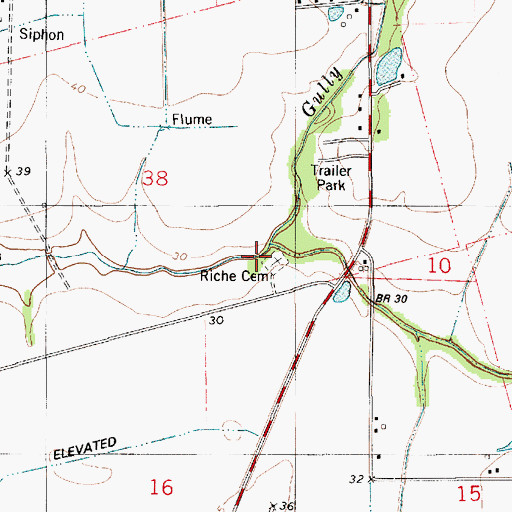 Topographic Map of Riche Cemetery, LA