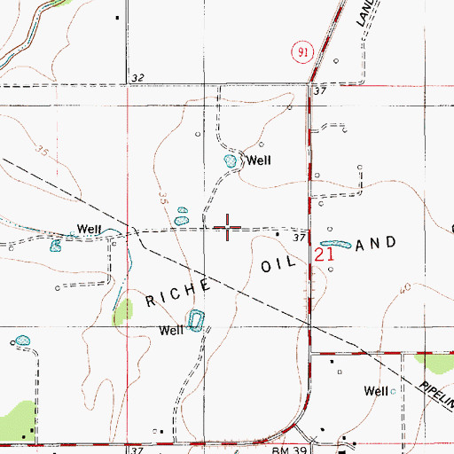 Topographic Map of Riche Oil and Gas Field, LA