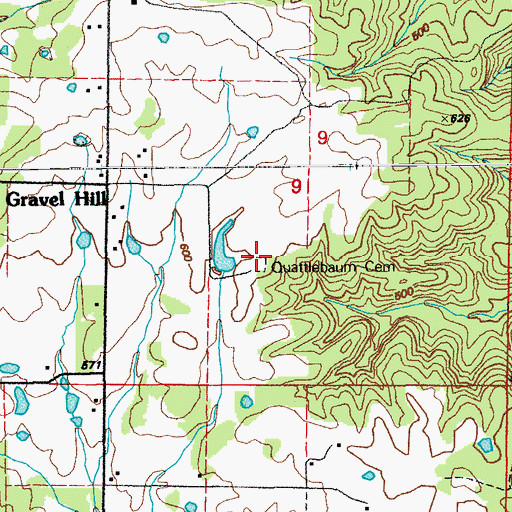Topographic Map of Quattlebaum Cemetery, AR