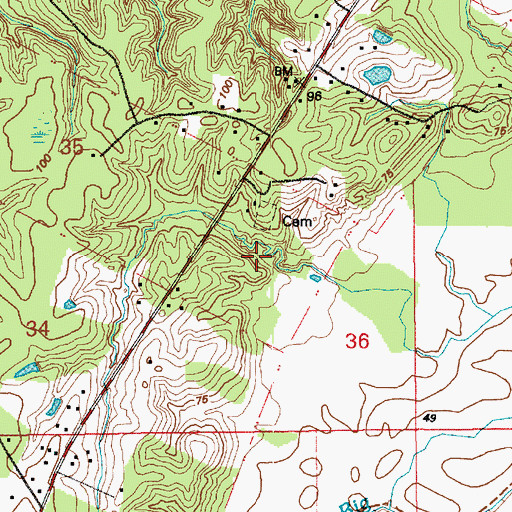 Topographic Map of Richey Church, LA