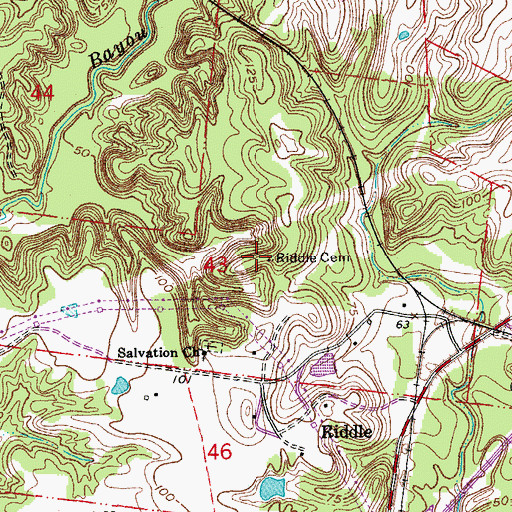 Topographic Map of Riddle Cemetery, LA