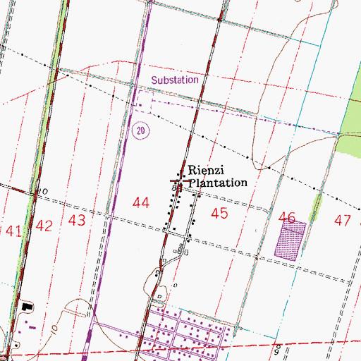 Topographic Map of Rienzi Plantation, LA