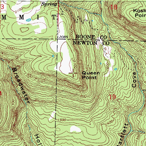 Topographic Map of Queen Point, AR
