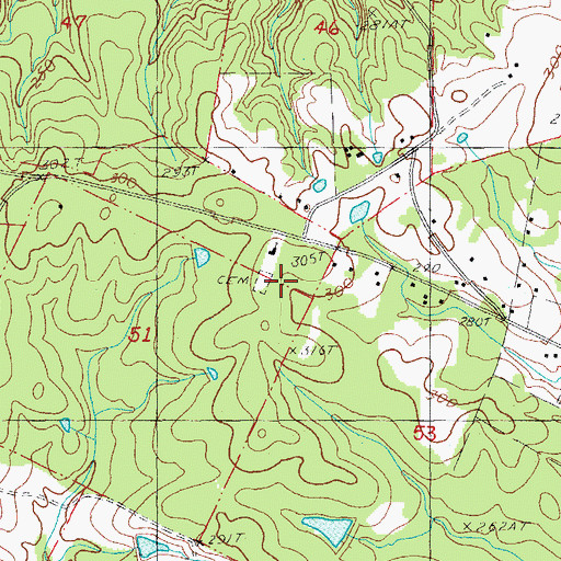 Topographic Map of Rilgrims Rest Cemetery, LA
