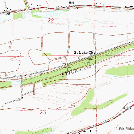 Topographic Map of River Sticks, LA