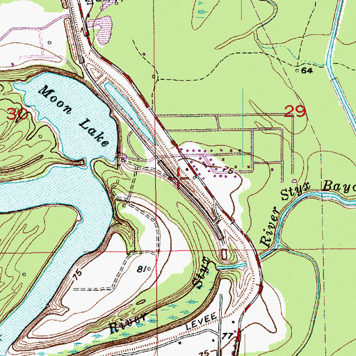 Topographic Map of River Styx, LA