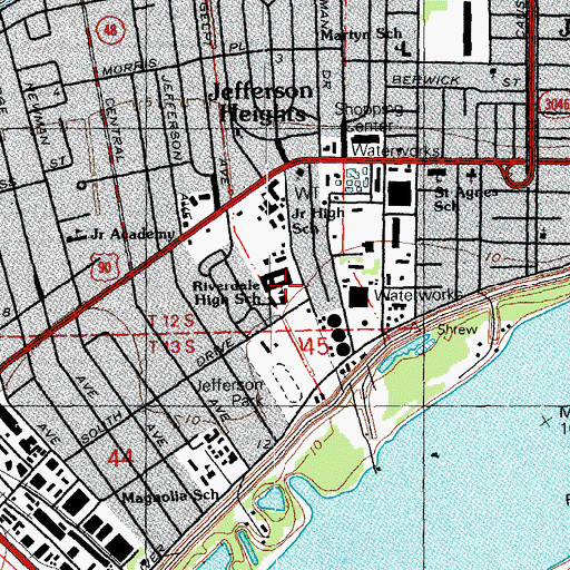 Topographic Map of Riverdale High School, LA