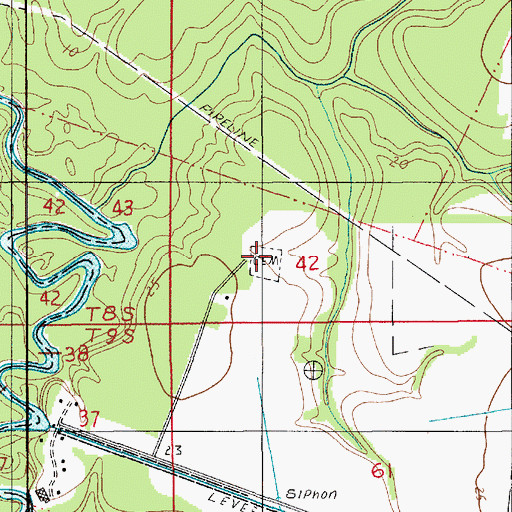Topographic Map of Riverside Cemetery, LA