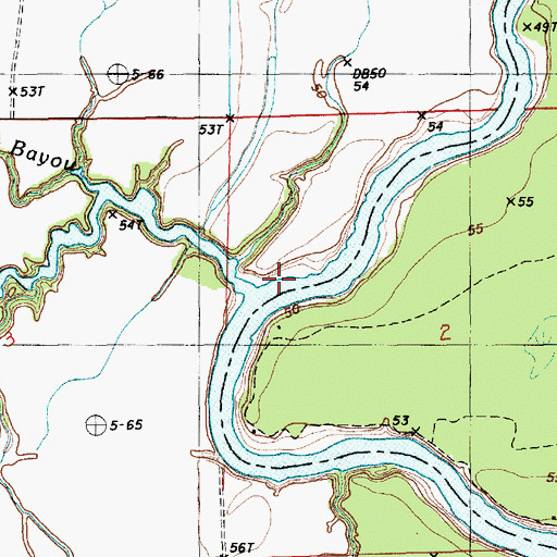 Topographic Map of Roaring Bayou, LA