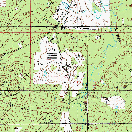 Topographic Map of Roark Allen Cemetery, LA