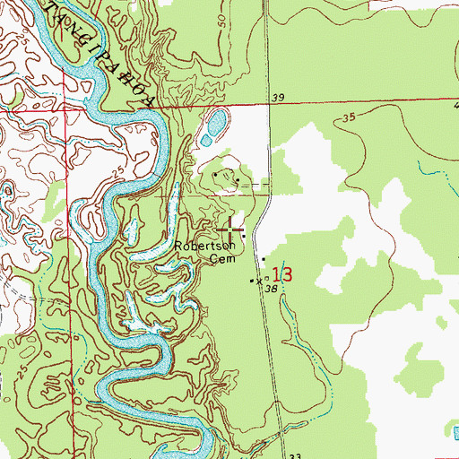 Topographic Map of Robertson Cemetery, LA