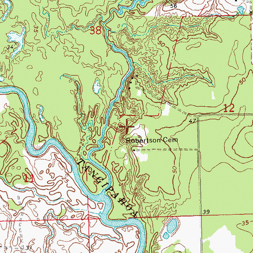 Topographic Map of Robertson Cemetery, LA