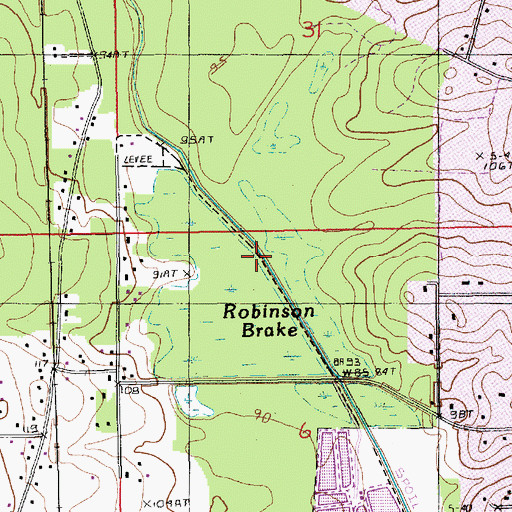 Topographic Map of Robinson Brake, LA
