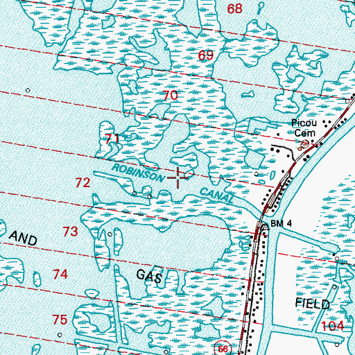 Topographic Map of Robinson Canal, LA