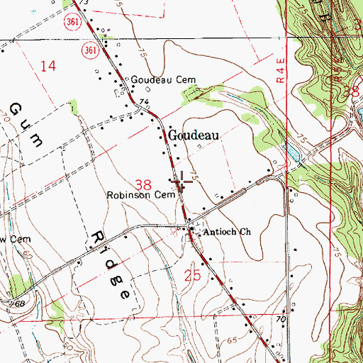 Topographic Map of Robinson Cemetery, LA